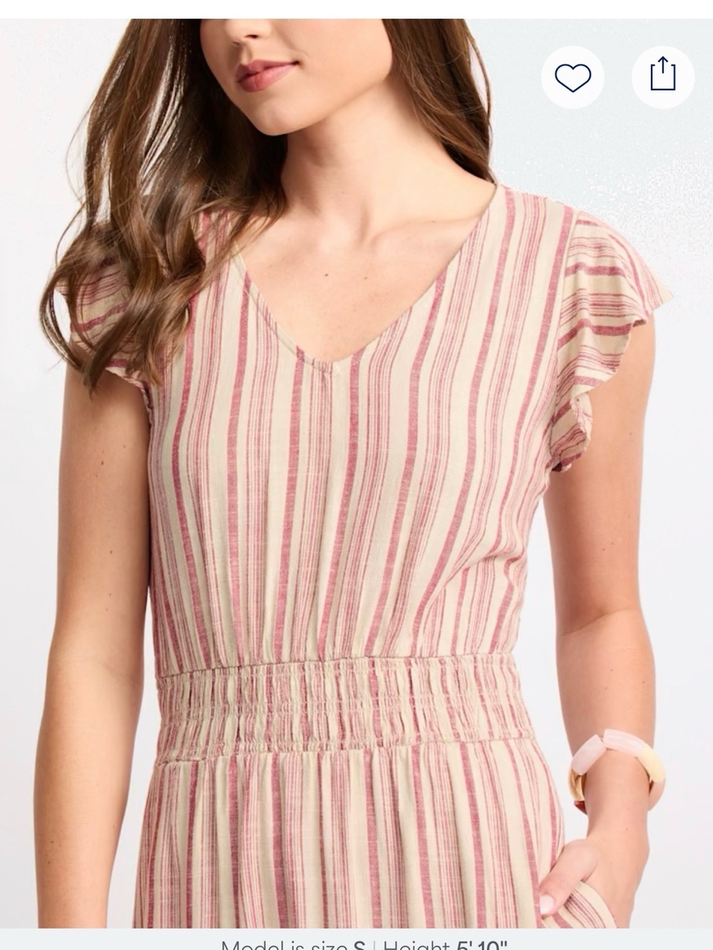 Market & Spruce Pink and Cream Striped Smocked Midi Dress